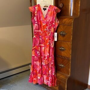 MSK Vibrant Pink Floral Dress NWT Size LP